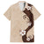 Polynesia Hibiscus Family Matching Off The Shoulder Long Sleeve Dress and Hawaiian Shirt Cameo Curve Motif - Polynesian Pride