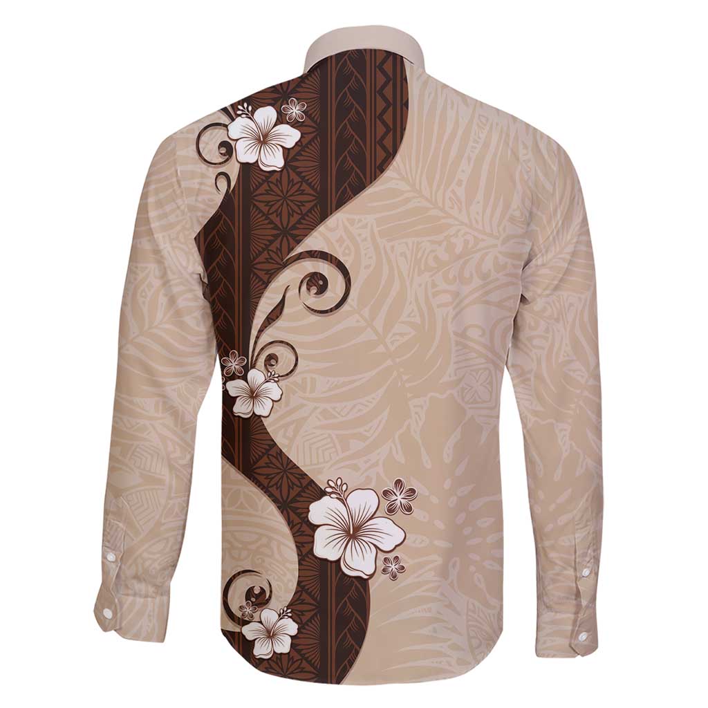 Polynesia Hibiscus Family Matching Short Sleeve Bodycon Dress and Hawaiian Shirt Cameo Curve Motif - Polynesian Pride