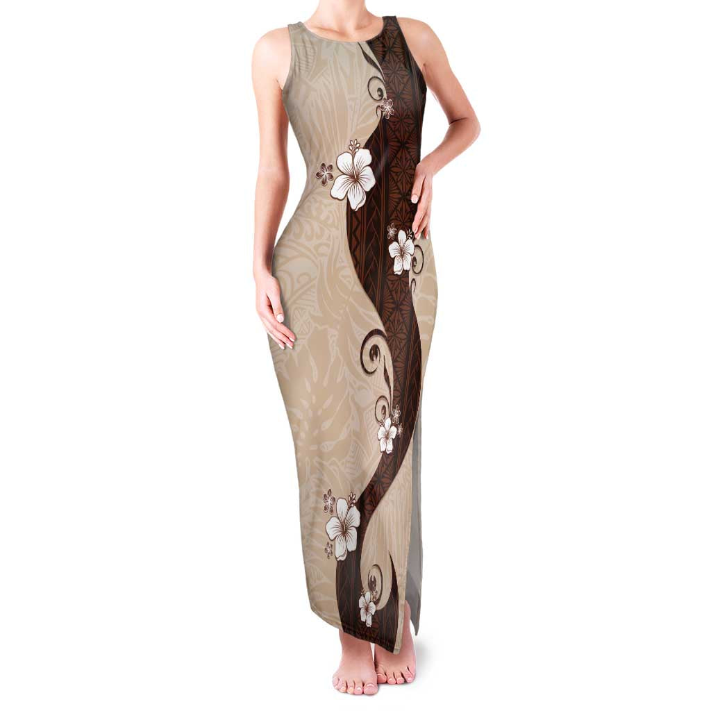 Polynesia Hibiscus Family Matching Tank Maxi Dress and Hawaiian Shirt Cameo Curve Motif - Polynesian Pride