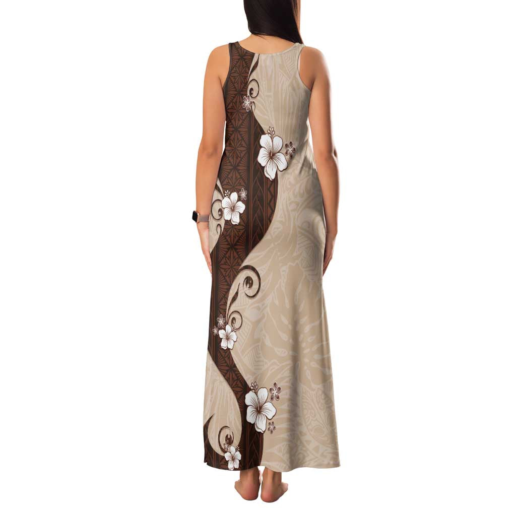 Polynesia Hibiscus Family Matching Tank Maxi Dress and Hawaiian Shirt Cameo Curve Motif - Polynesian Pride