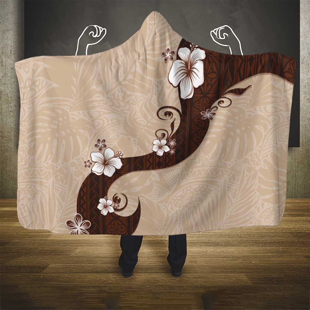 Polynesia Hibiscus Hooded Blanket Cameo Curve Motif - Polynesian Pride