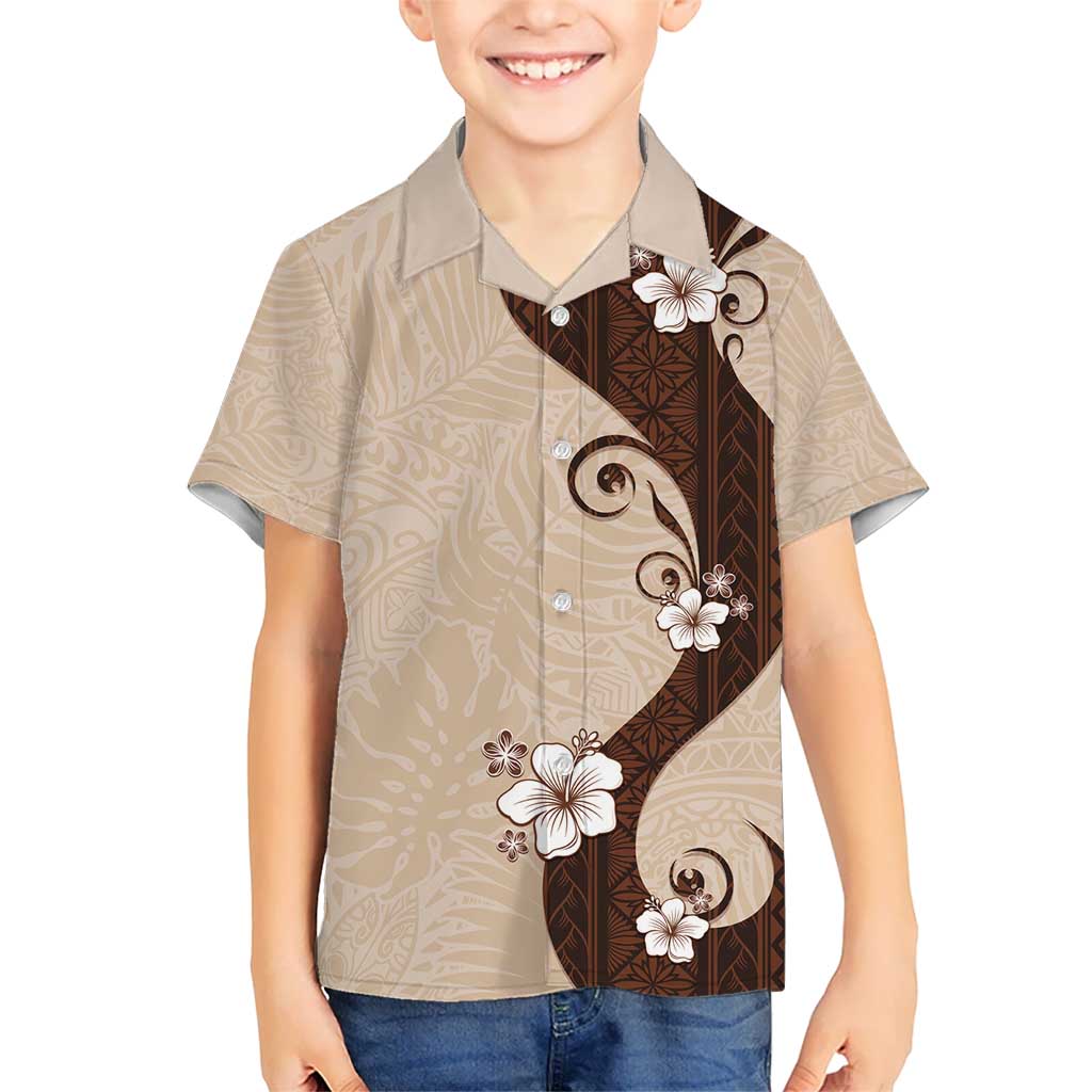Polynesia Hibiscus Kid Hawaiian Shirt Cameo Curve Motif - Polynesian Pride
