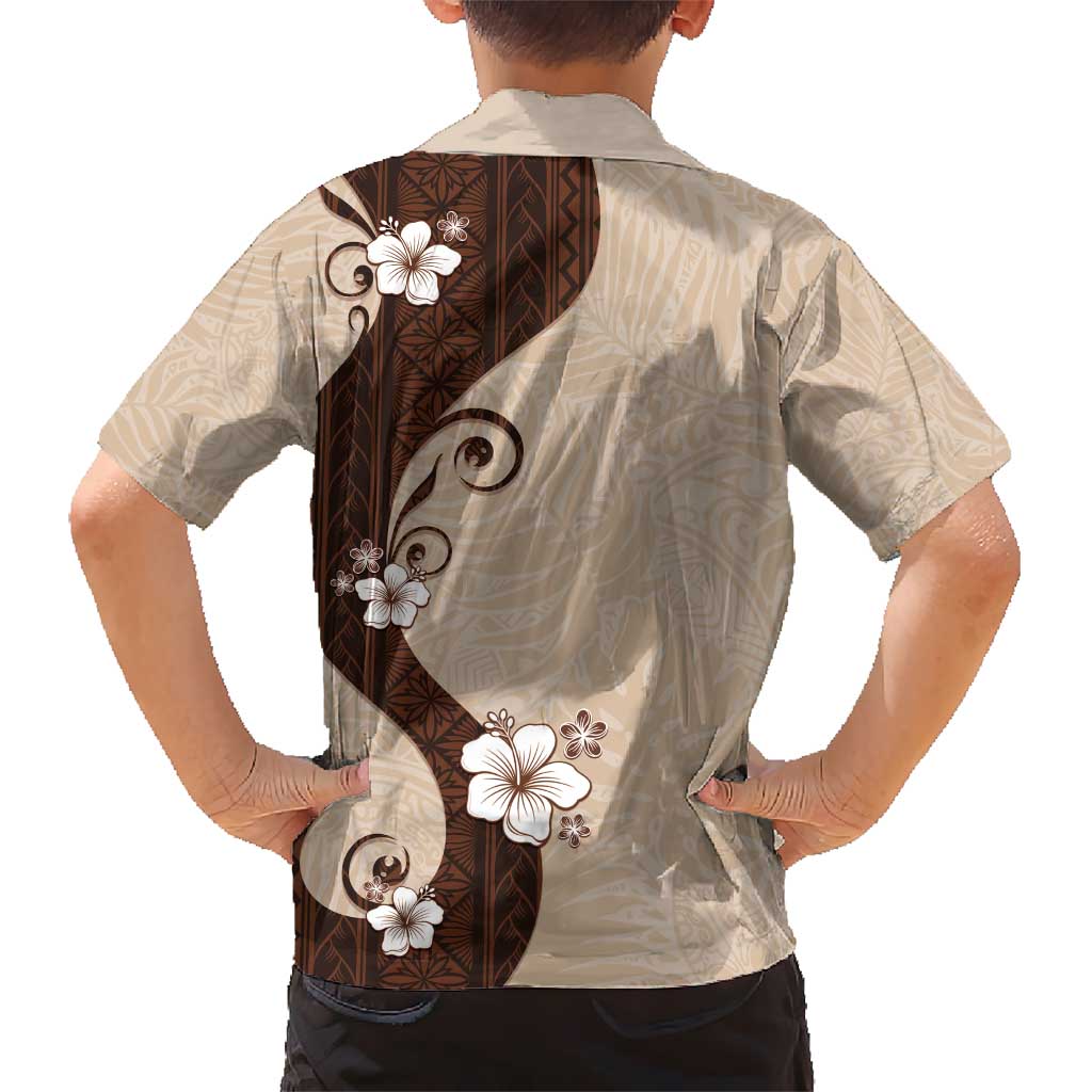 Polynesia Hibiscus Kid Hawaiian Shirt Cameo Curve Motif - Polynesian Pride