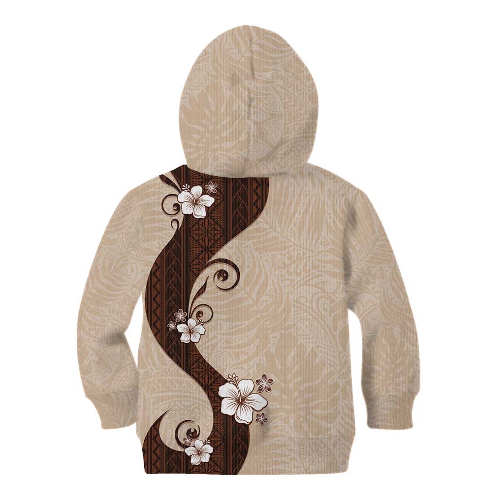 Polynesia Hibiscus Kid Hoodie Cameo Curve Motif - Polynesian Pride