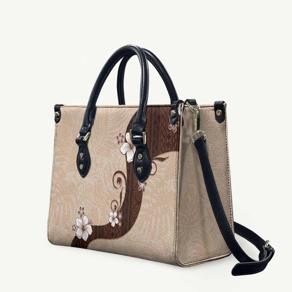 Polynesia Hibiscus Leather Bag Cameo Curve Motif - Polynesian Pride