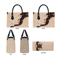 Polynesia Hibiscus Leather Bag Cameo Curve Motif - Polynesian Pride
