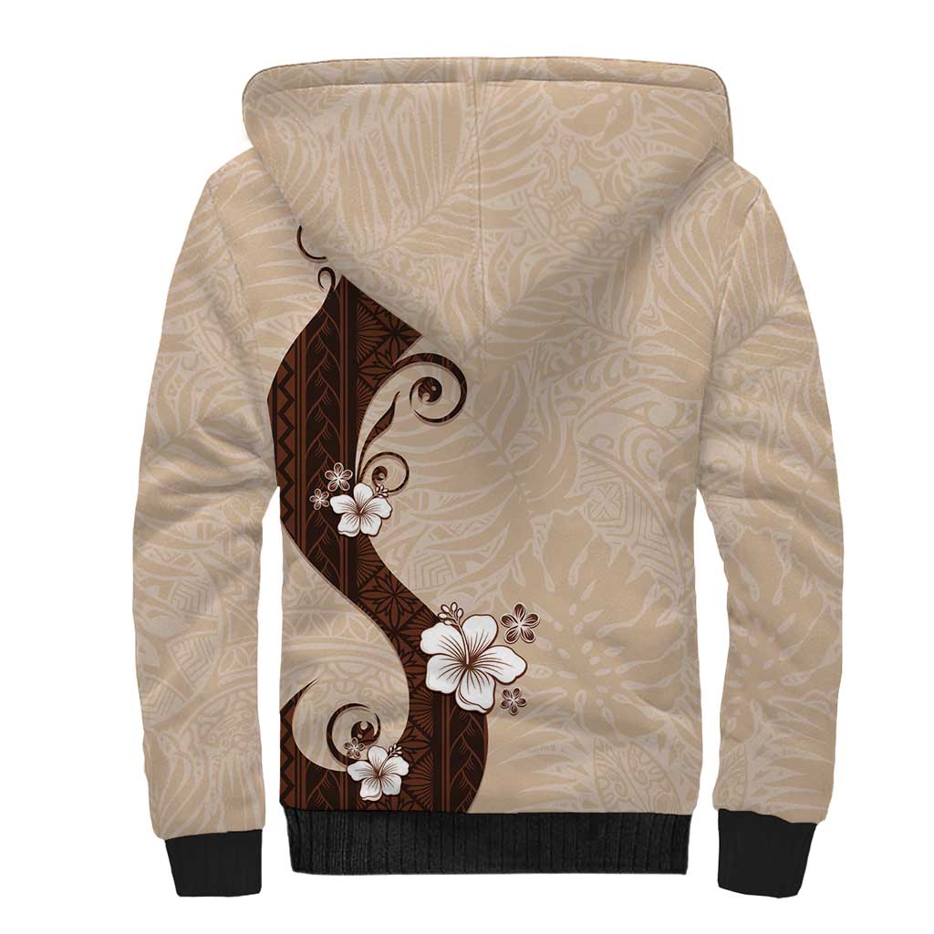 Polynesia Hibiscus Sherpa Hoodie Cameo Curve Motif - Polynesian Pride