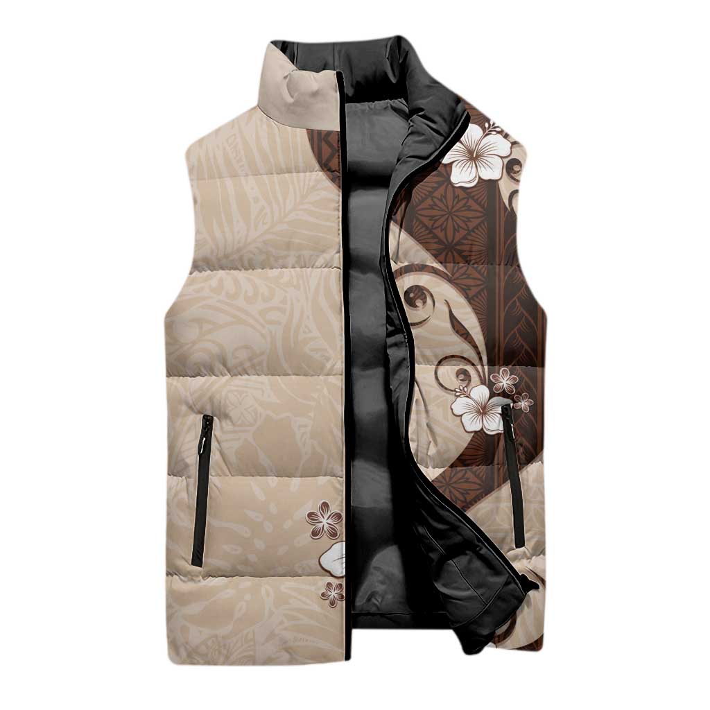 Polynesia Hibiscus Sleeveless Puffer Jacket Cameo Curve Motif - Polynesian Pride