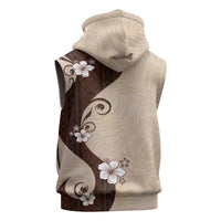 Polynesia Hibiscus Sleeveless Zip Hoodie Cameo Curve Motif - Polynesian Pride
