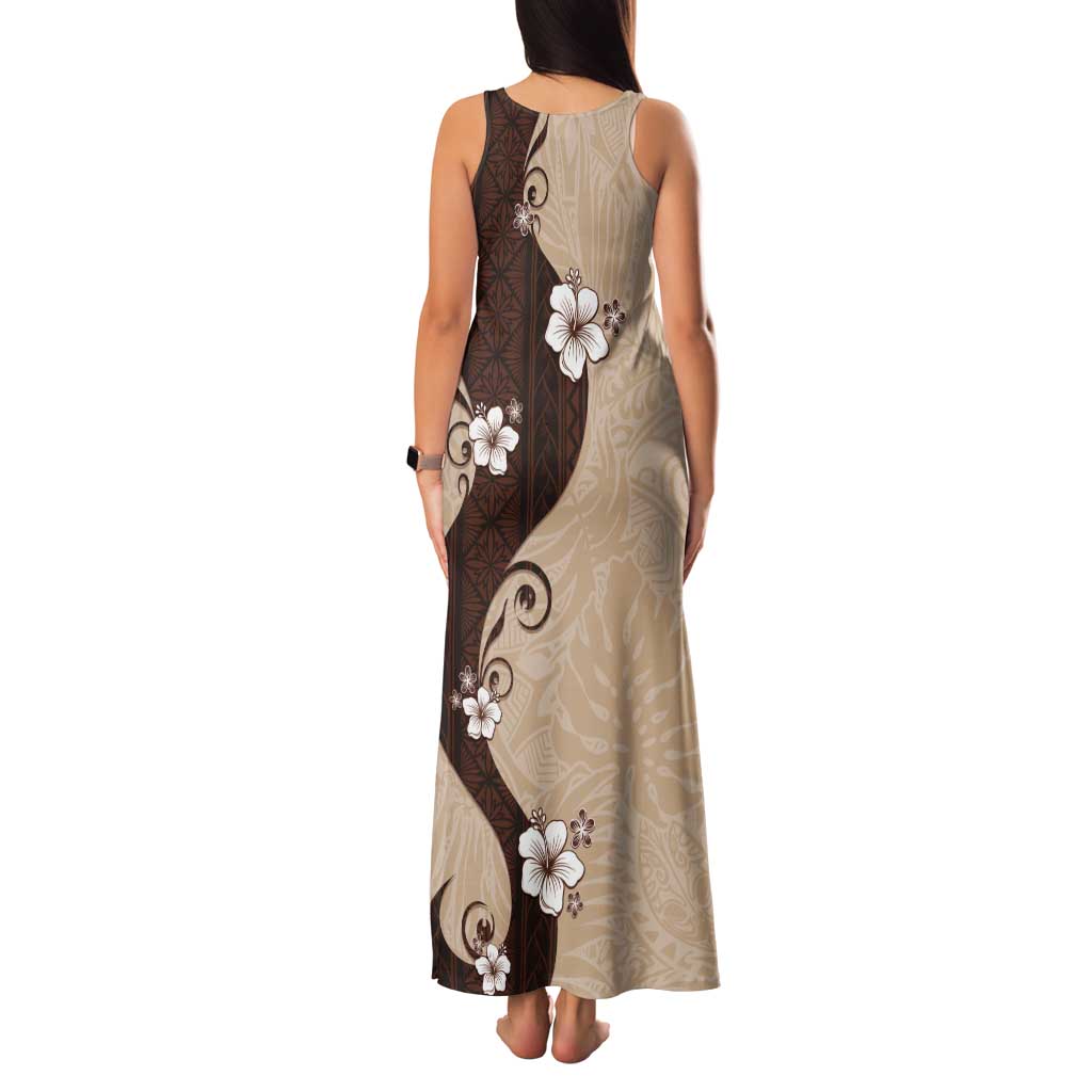 Polynesia Hibiscus Tank Maxi Dress Cameo Curve Motif - Polynesian Pride