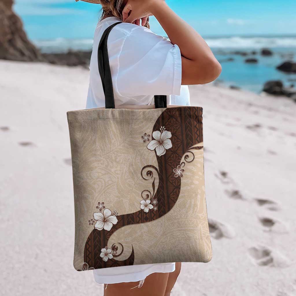 Polynesia Hibiscus Tote Bag Cameo Curve Motif - Polynesian Pride