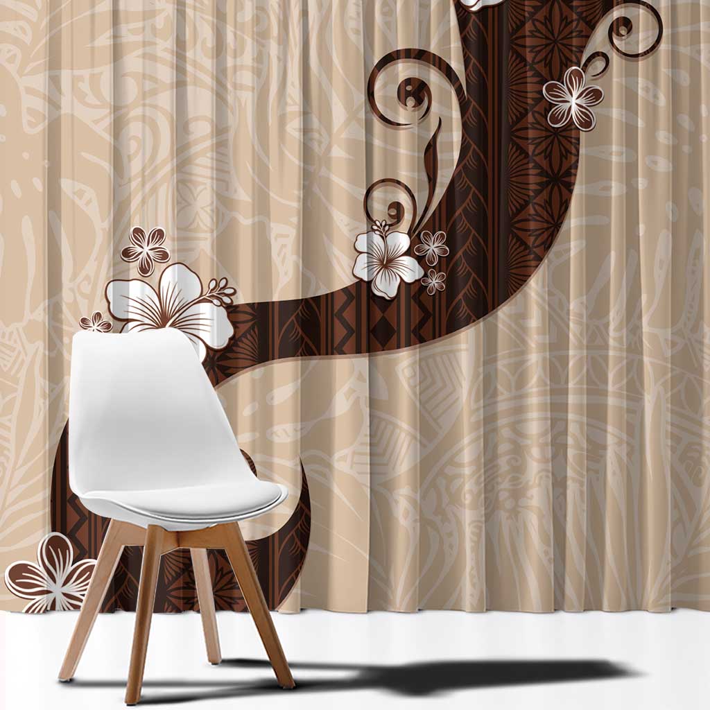 Polynesia Hibiscus Window Curtain Cameo Curve Motif - Polynesian Pride