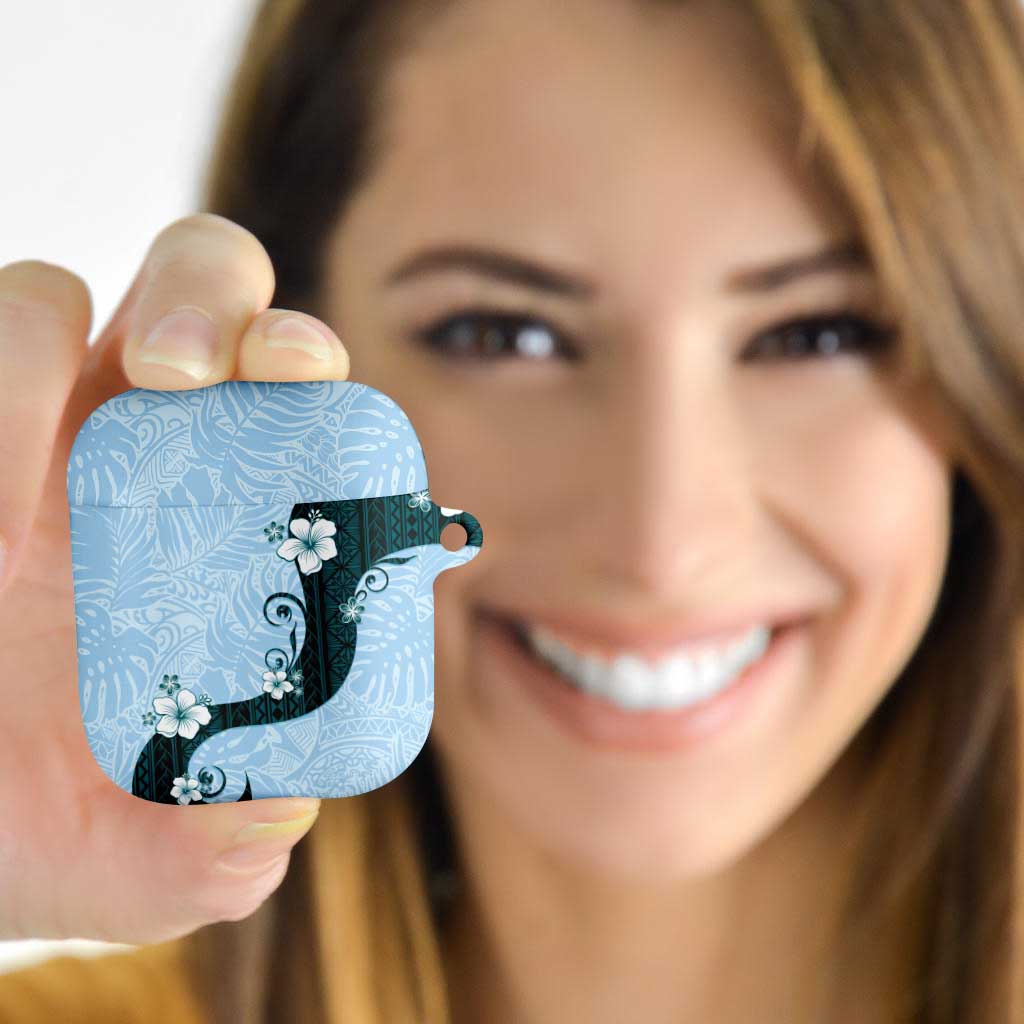 Polynesia Hibiscus AirPods Case Sky Blue Curve Motif - Polynesian Pride