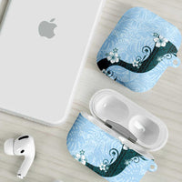 Polynesia Hibiscus AirPods Case Sky Blue Curve Motif - Polynesian Pride