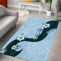 Polynesia Hibiscus Area Rug Sky Blue Curve Motif - Polynesian Pride