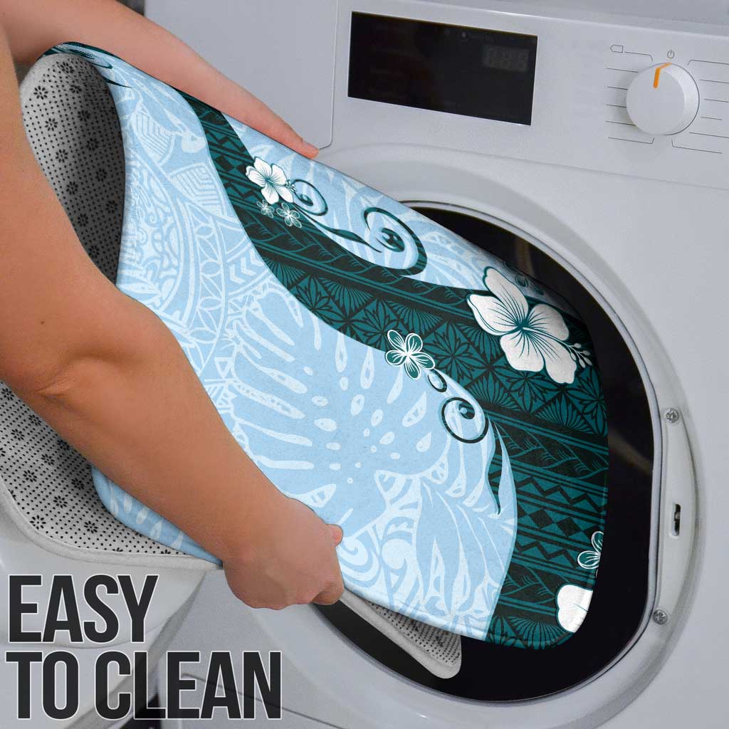 Polynesia Hibiscus Bathroom Set Sky Blue Curve Motif - Polynesian Pride