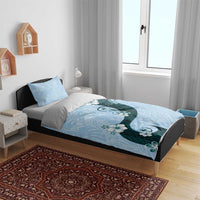 Polynesia Hibiscus Bedding Set Sky Blue Curve Motif - Polynesian Pride