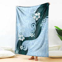Polynesia Hibiscus Blanket Sky Blue Curve Motif - Polynesian Pride