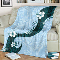 Polynesia Hibiscus Blanket Sky Blue Curve Motif - Polynesian Pride