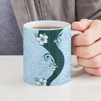 Polynesia Hibiscus Ceramic Mug Sky Blue Curve Motif - Polynesian Pride