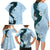 Polynesia Hibiscus Family Matching Long Sleeve Bodycon Dress and Hawaiian Shirt Sky Blue Curve Motif - Polynesian Pride