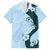 Polynesia Hibiscus Family Matching Long Sleeve Bodycon Dress and Hawaiian Shirt Sky Blue Curve Motif - Polynesian Pride
