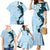Polynesia Hibiscus Family Matching Mermaid Dress and Hawaiian Shirt Sky Blue Curve Motif - Polynesian Pride