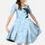 Polynesia Hibiscus Family Matching Off The Shoulder Long Sleeve Dress and Hawaiian Shirt Sky Blue Curve Motif - Polynesian Pride
