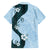 Polynesia Hibiscus Family Matching Off The Shoulder Long Sleeve Dress and Hawaiian Shirt Sky Blue Curve Motif - Polynesian Pride