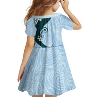 Polynesia Hibiscus Family Matching Puletasi and Hawaiian Shirt Sky Blue Curve Motif LT05 - Polynesian Pride
