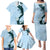 Polynesia Hibiscus Family Matching Puletasi and Hawaiian Shirt Sky Blue Curve Motif - Polynesian Pride