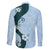Polynesia Hibiscus Family Matching Tank Maxi Dress and Hawaiian Shirt Sky Blue Curve Motif - Polynesian Pride