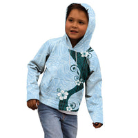 Polynesia Hibiscus Kid Hoodie Sky Blue Curve Motif - Polynesian Pride