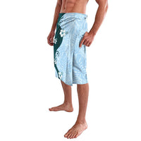 Polynesia Hibiscus Lavalava Sky Blue Curve Motif - Polynesian Pride