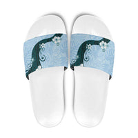 Polynesia Hibiscus Slide Sandals Sky Blue Curve Motif - Polynesian Pride