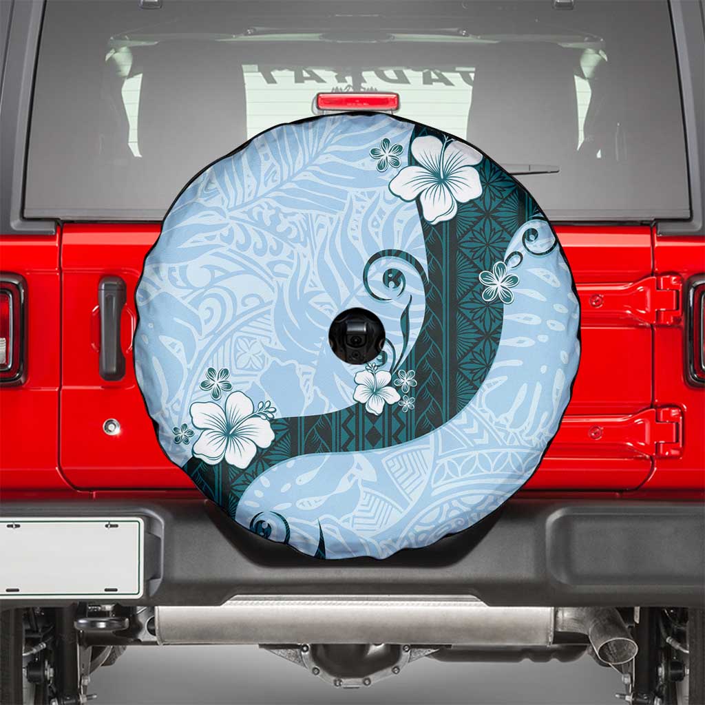 Polynesia Hibiscus Spare Tire Cover Sky Blue Curve Motif - Polynesian Pride