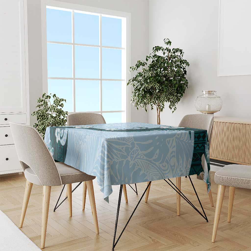 Polynesia Hibiscus Tablecloth Sky Blue Curve Motif - Polynesian Pride
