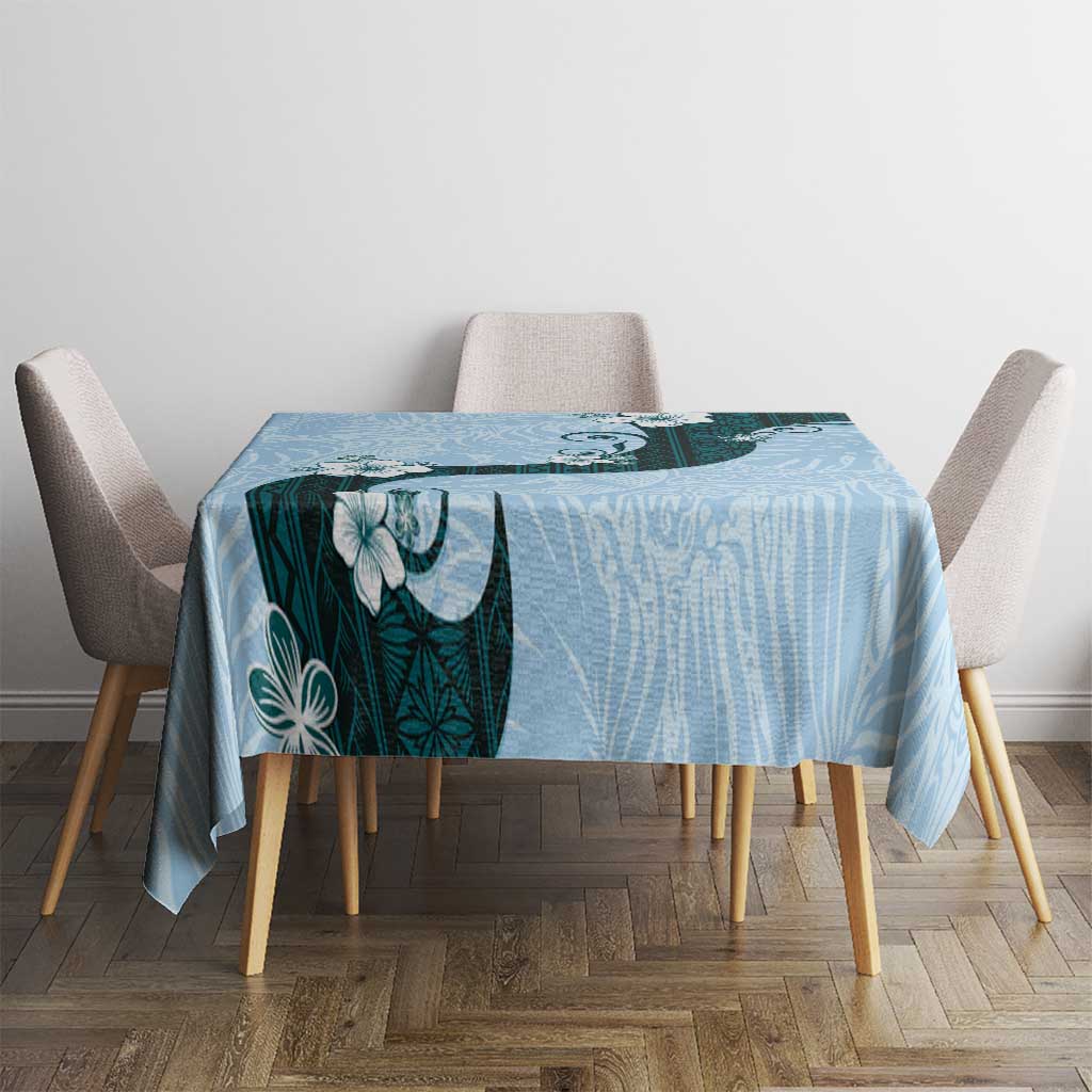 Polynesia Hibiscus Tablecloth Sky Blue Curve Motif - Polynesian Pride