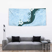 Polynesia Hibiscus Tapestry Sky Blue Curve Motif - Polynesian Pride