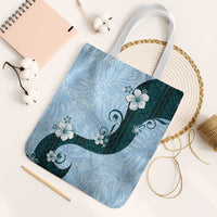 Polynesia Hibiscus Tote Bag Sky Blue Curve Motif - Polynesian Pride