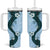 Polynesia Hibiscus Tumbler With Handle Sky Blue Curve Motif - Polynesian Pride