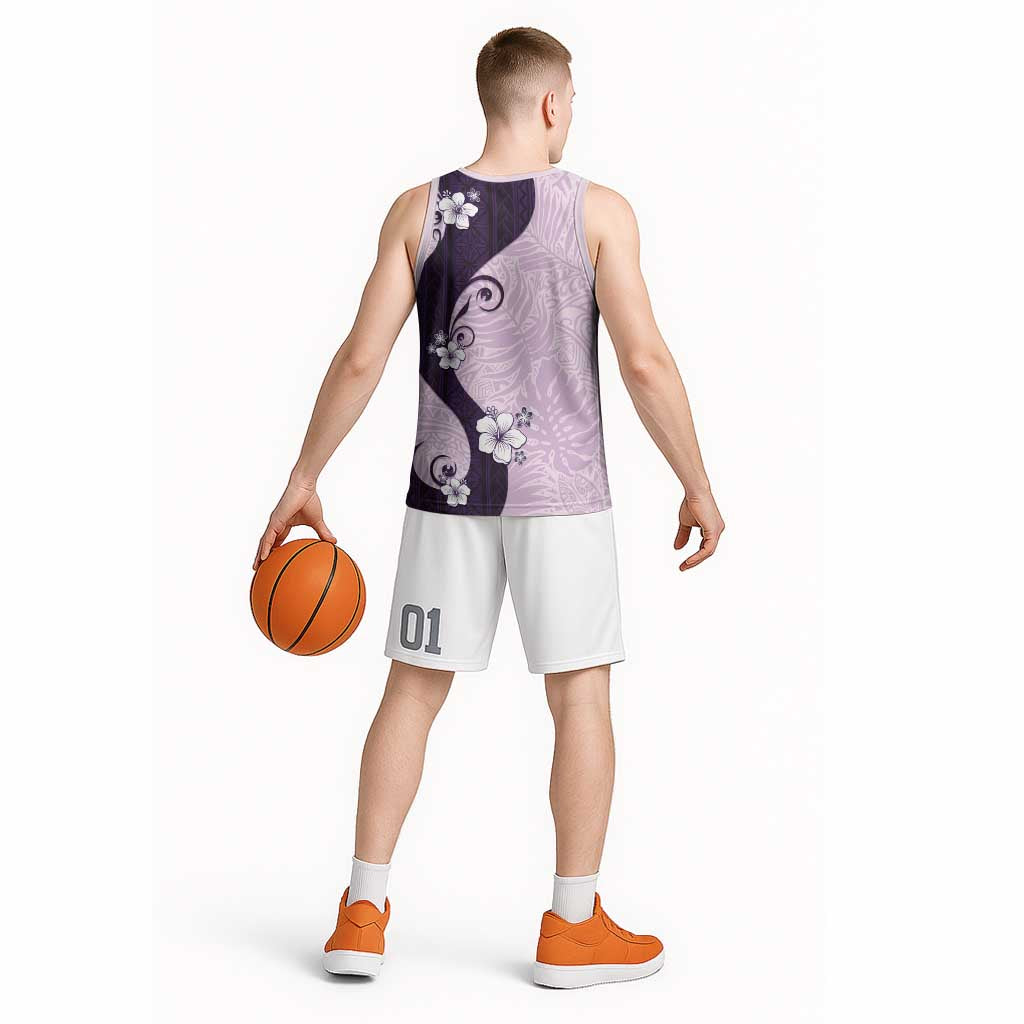 Polynesia Hibiscus Basketball Jersey Thistle Curve Motif - Polynesian Pride