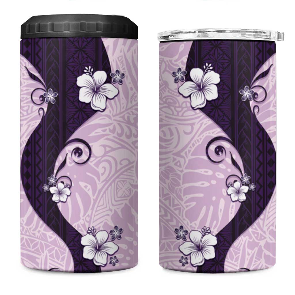 Polynesia Hibiscus 4 in 1 Can Cooler Tumbler Thistle Curve Motif - Polynesian Pride