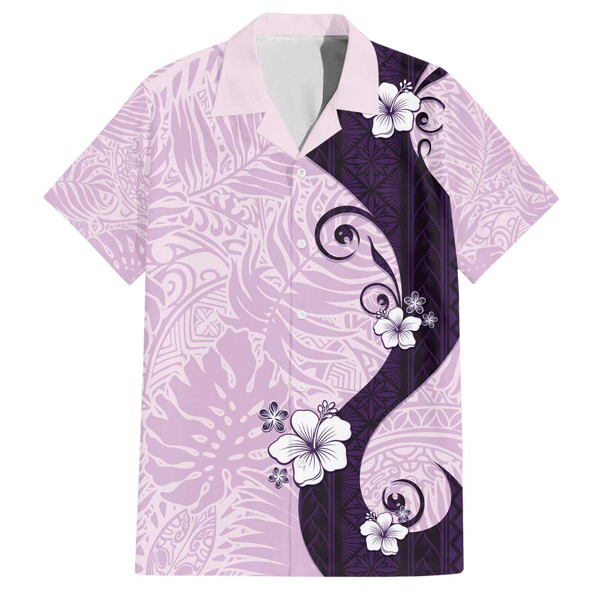 Polynesia Hibiscus Family Matching Off The Shoulder Long Sleeve Dress and Hawaiian Shirt Thistle Curve Motif - Polynesian Pride