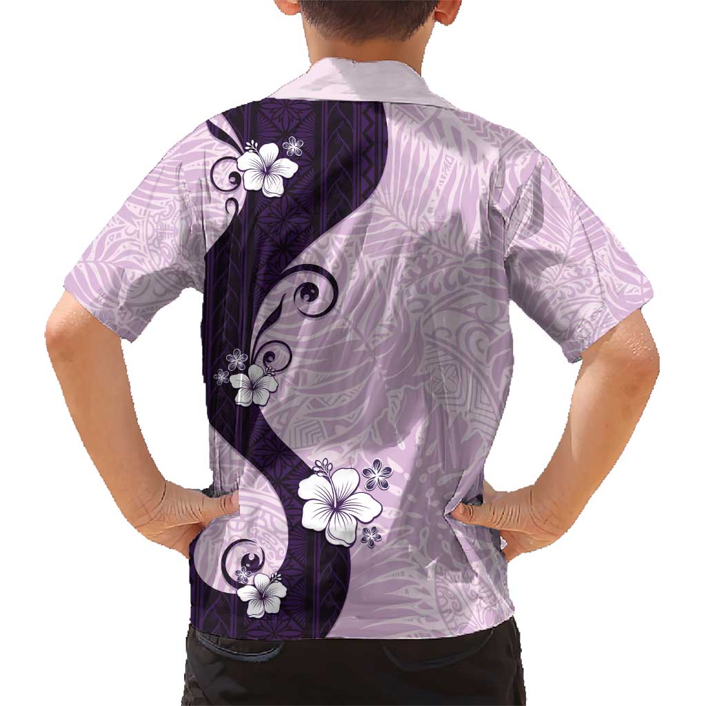 Polynesia Hibiscus Family Matching Short Sleeve Bodycon Dress and Hawaiian Shirt Thistle Curve Motif - Polynesian Pride