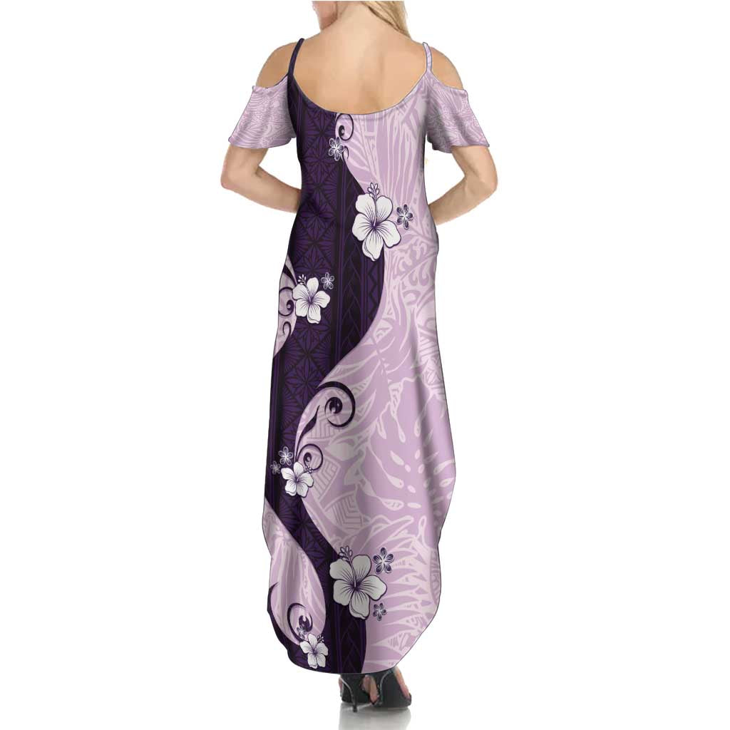 Polynesia Hibiscus Family Matching Summer Maxi Dress and Hawaiian Shirt Thistle Curve Motif - Polynesian Pride