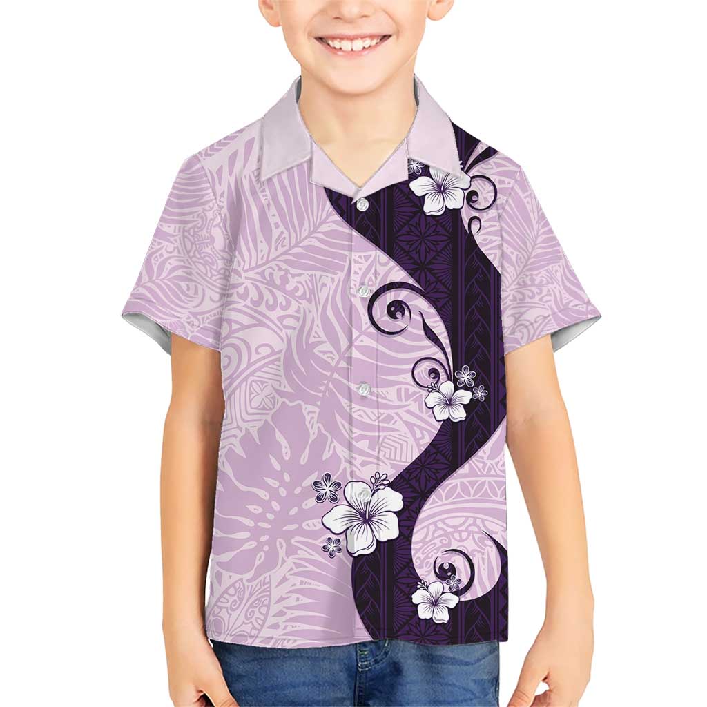 Polynesia Hibiscus Kid Hawaiian Shirt Thistle Curve Motif - Polynesian Pride
