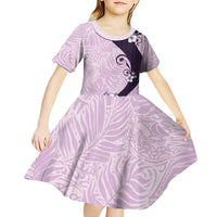 Polynesia Hibiscus Kid Short Sleeve Dress Thistle Curve Motif - Polynesian Pride