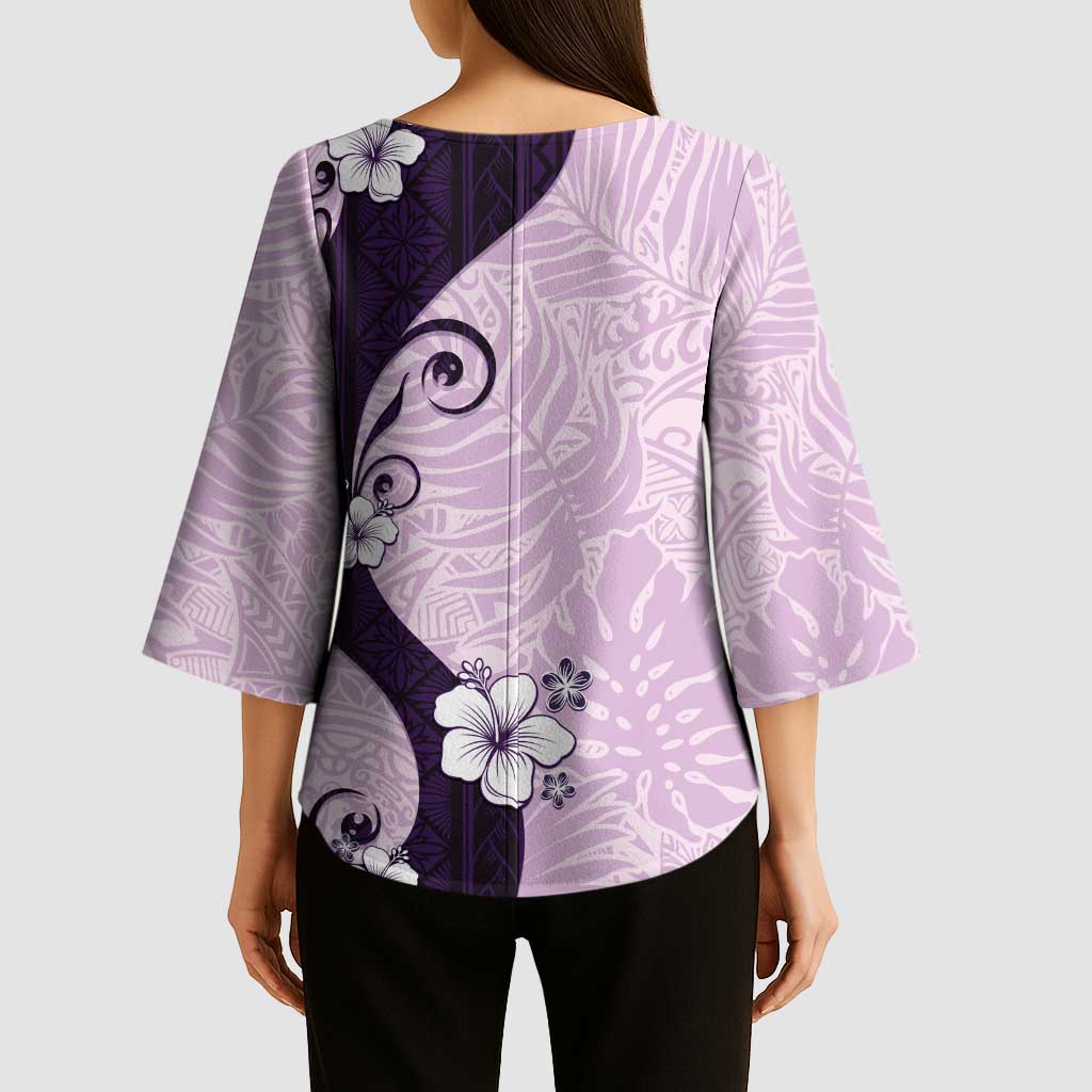 Polynesia Hibiscus Kimono Sleeve Blouse Thistle Curve Motif - Polynesian Pride