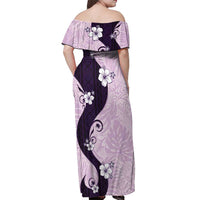 Polynesia Hibiscus Off Shoulder Maxi Dress Thistle Curve Motif - Polynesian Pride